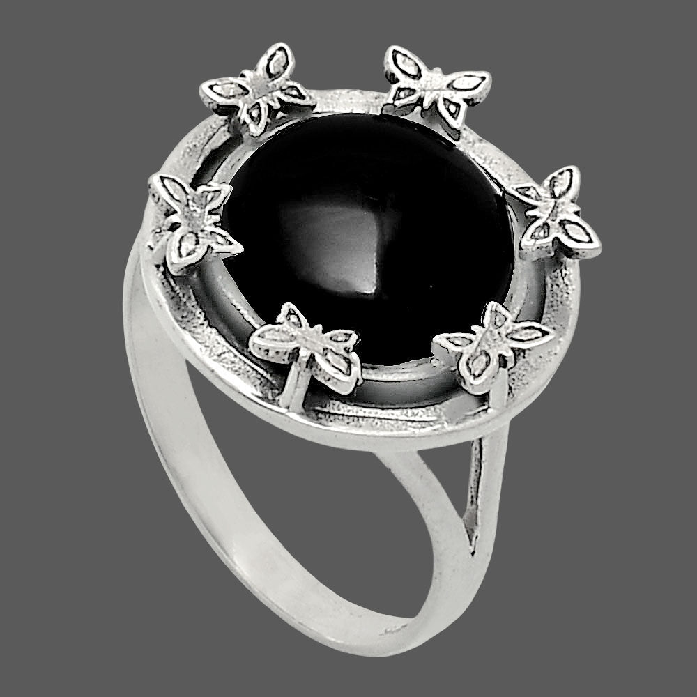 Premium Quality Natural Black Onyx Ring size-9.5 R-1716 23-ER10314-2