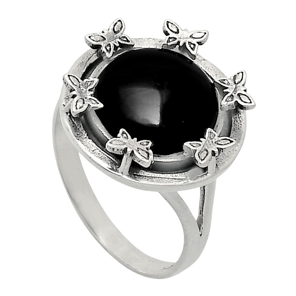 Premium Quality Natural Black Onyx Ring size-9.5 R-1716 23-ER10314-1